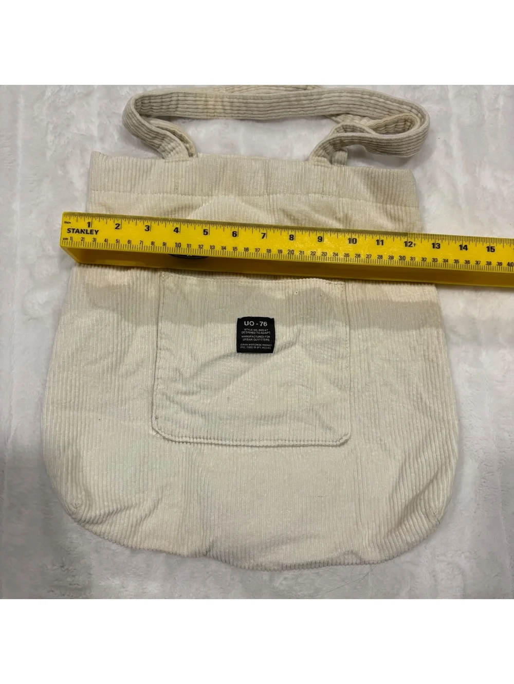 Urban Outfitters UO-76 Corduroy Tote Bag Women Cream Cotton Polyester Lining
